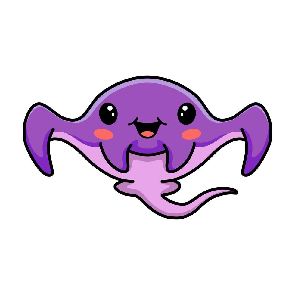 schattig weinig Purper pijlstaartrog tekenfilm zwemmen vector