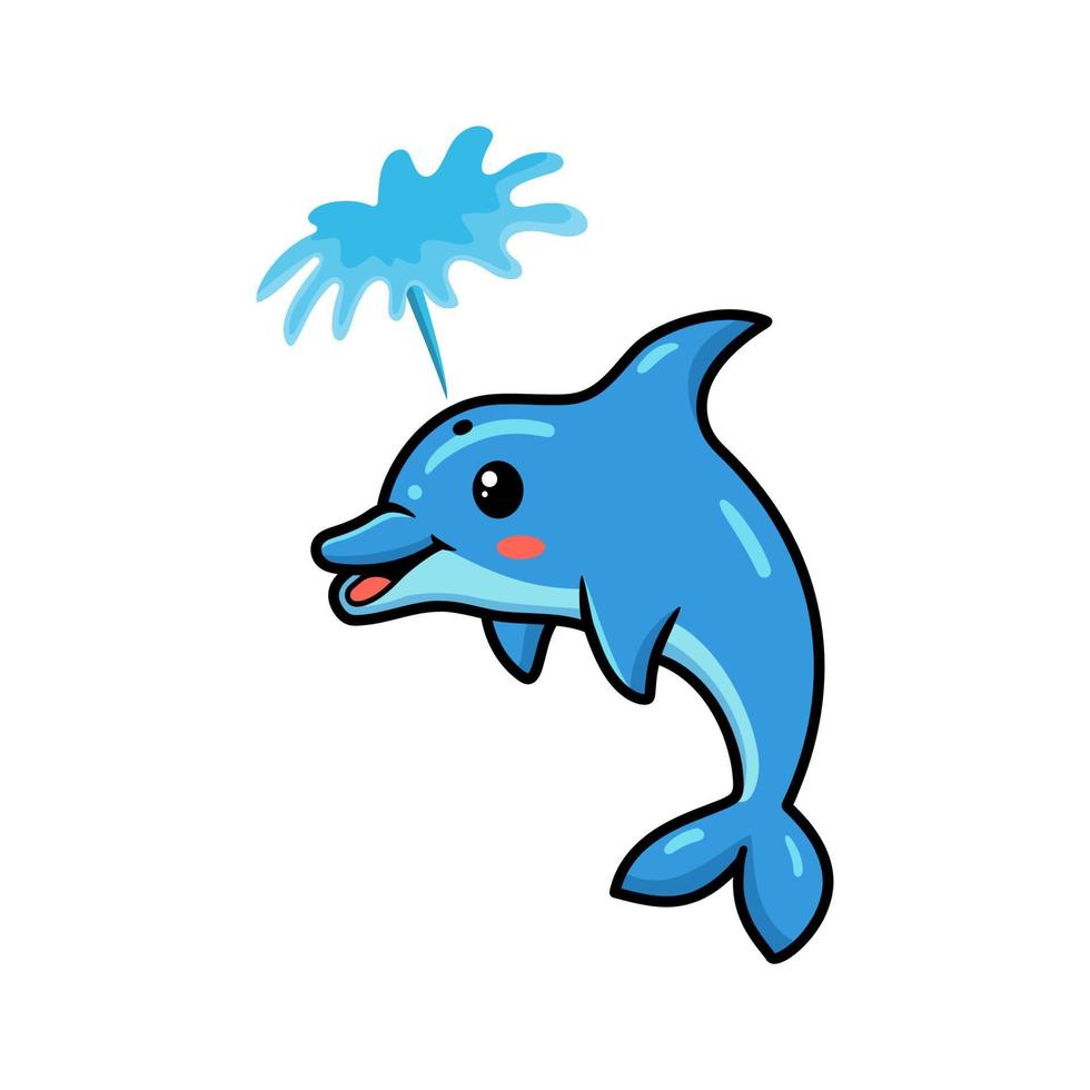schattig weinig dolfijn tekenfilm met water vector