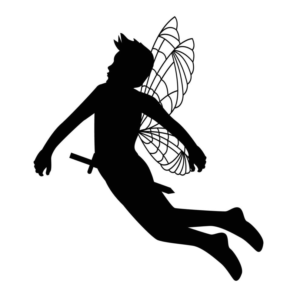 schattig fee jongen silhouet illustratie vector