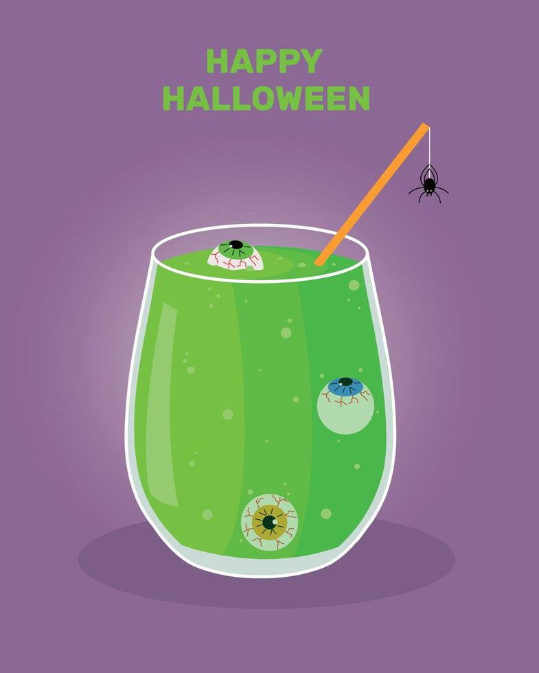 halloween. truc of traktatie. cocktail met een oog binnen. een feest. vector verzameling. griezelig en pret gelukkig halloween lay-out ontwerp. halloween festival Aan een angstaanjagend nacht.