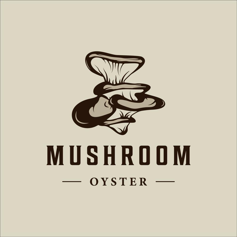 oester paddestoel logo vector wijnoogst illustratie sjabloon icoon grafisch ontwerp. biologisch voedsel teken of symbool voor boerderij Product met retro stijl