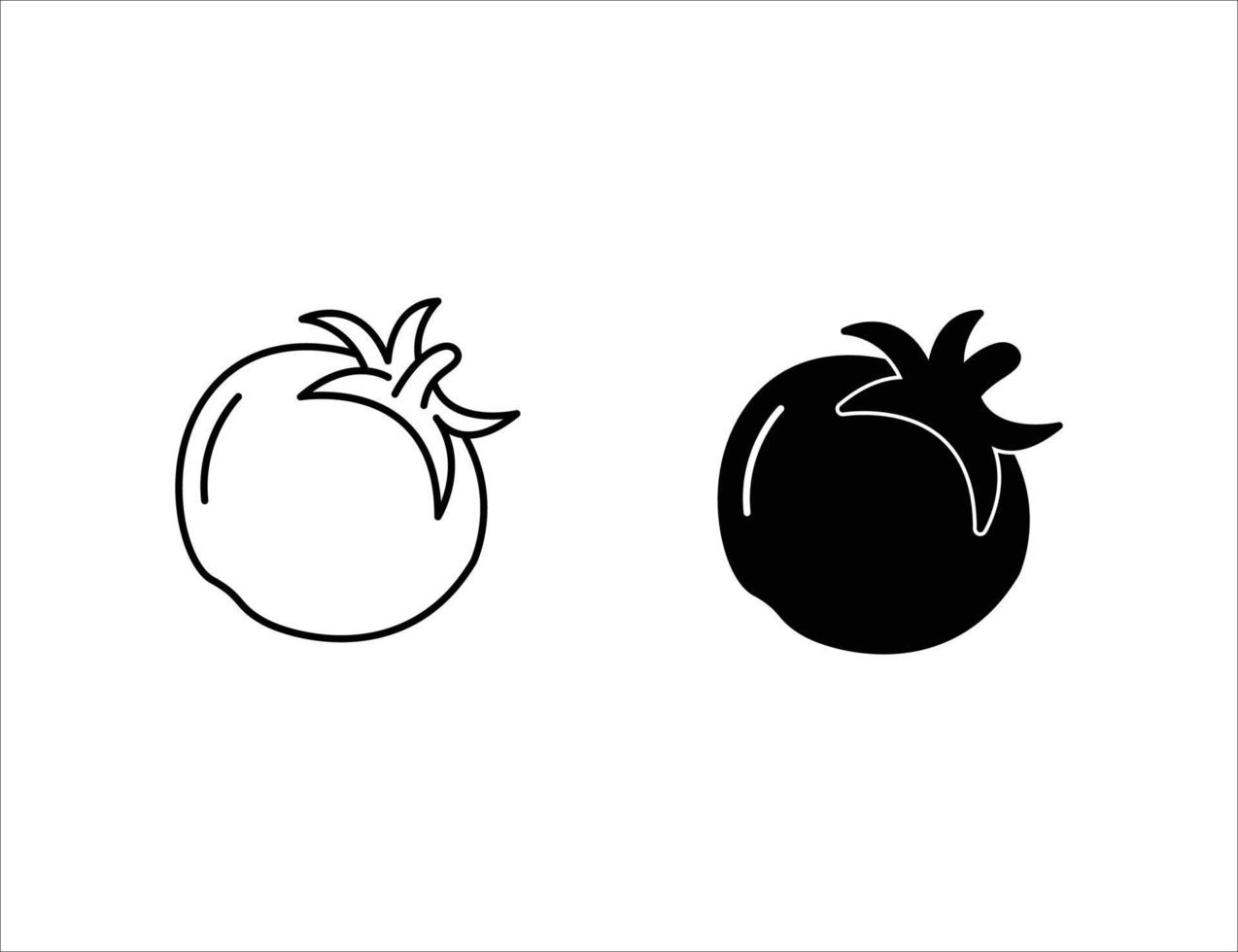 tomaat icoon. schets icoon en solide icoon vector