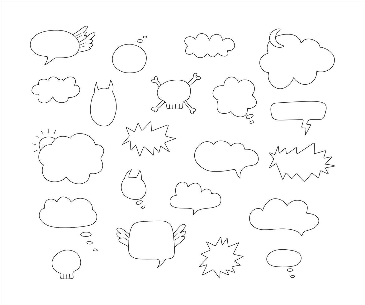 schattig hand- getrokken tekening vector reeks toespraak bubbels. geïsoleerd Aan wit achtergrond