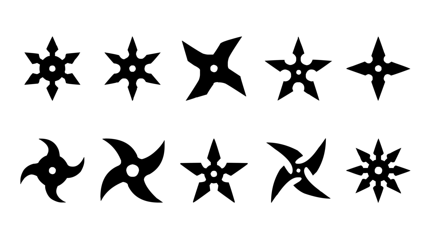 shuriken iconen met verschillende vormen vector