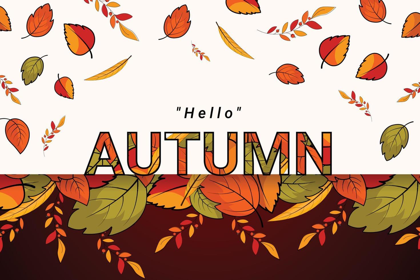 hallo herfst seizoensgebonden vallen bladeren achtergrond vector
