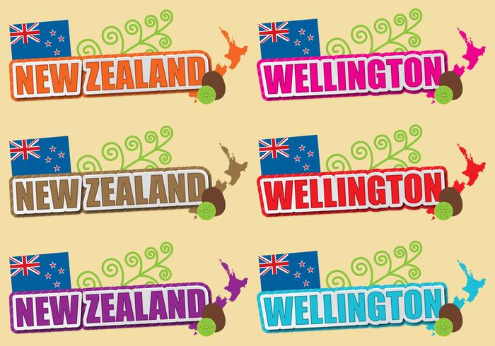 Nieuw-Zeeland en Wellington titels vector