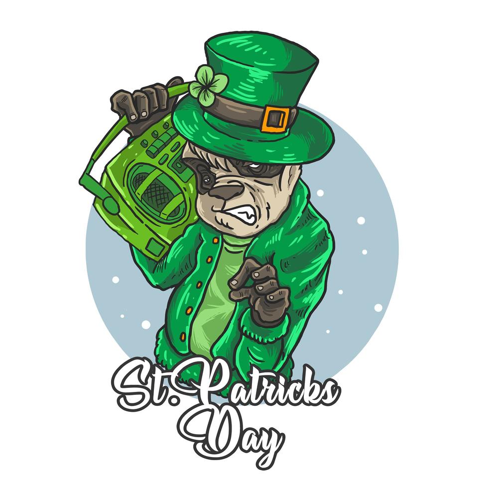 st patrick's day panda dj vector