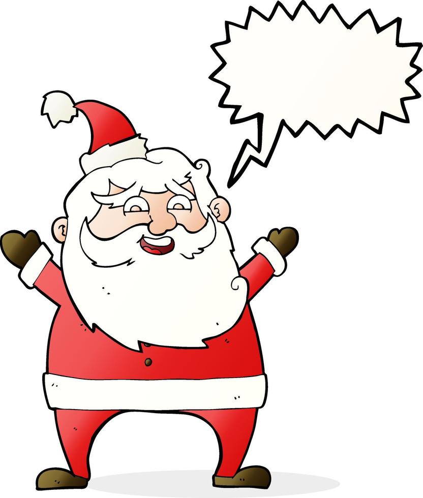 vrolijk de kerstman tekenfilm met toespraak bubbel vector