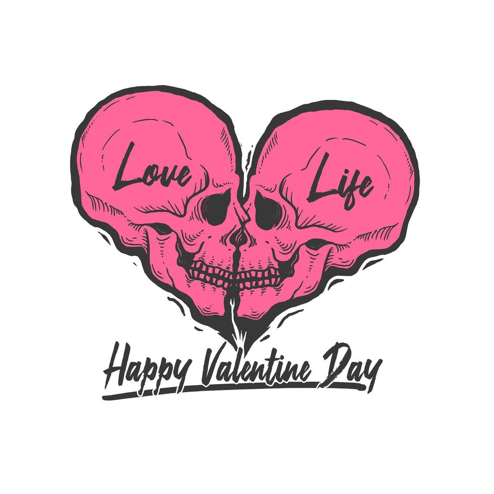 schedel liefde symbool Valentijnsdag ontwerp vector