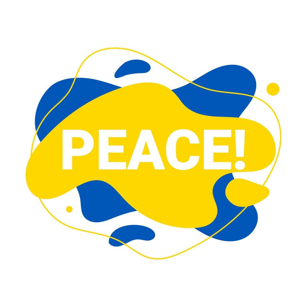 vector vloeistof en vloeistof achtergrond illustratie van vrede teken, oekraïens geel en blauw vlag kleuren concept. hou op oorlog en leger aanval spandoek.