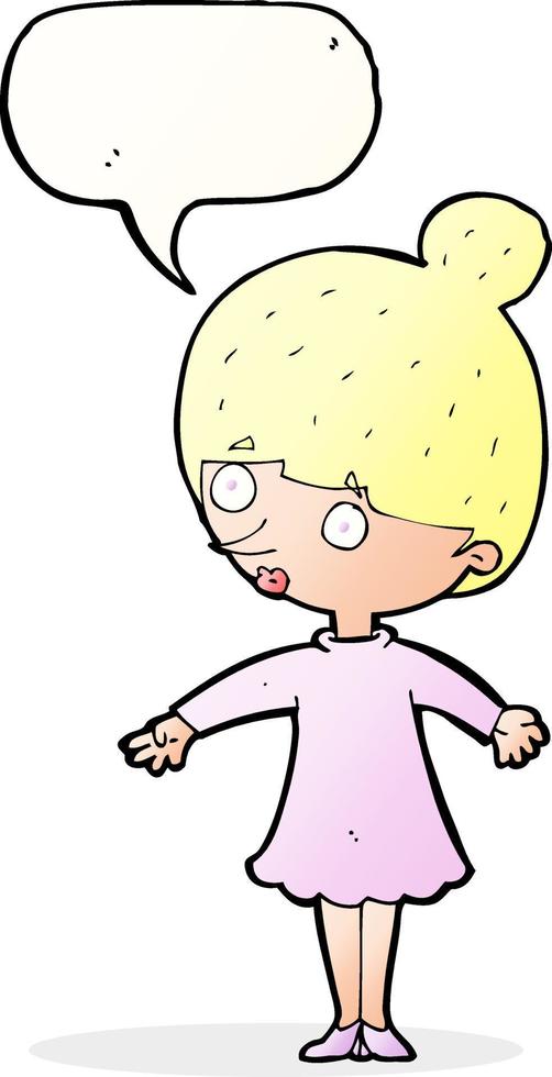 tekenfilm verrast vrouw met toespraak bubbel vector
