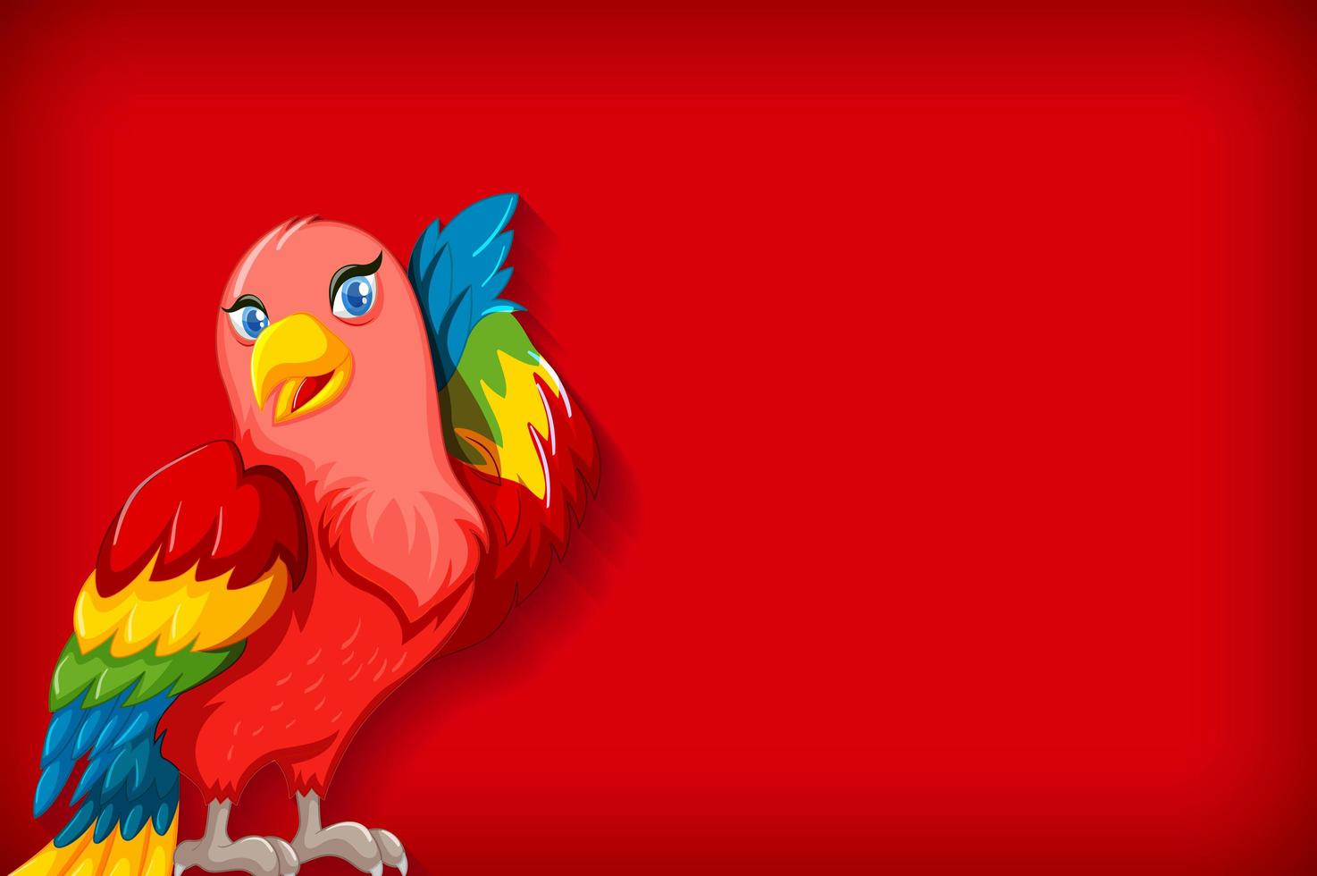 achtergrond sjabloon met effen kleur en kleurrijke papegaai vector