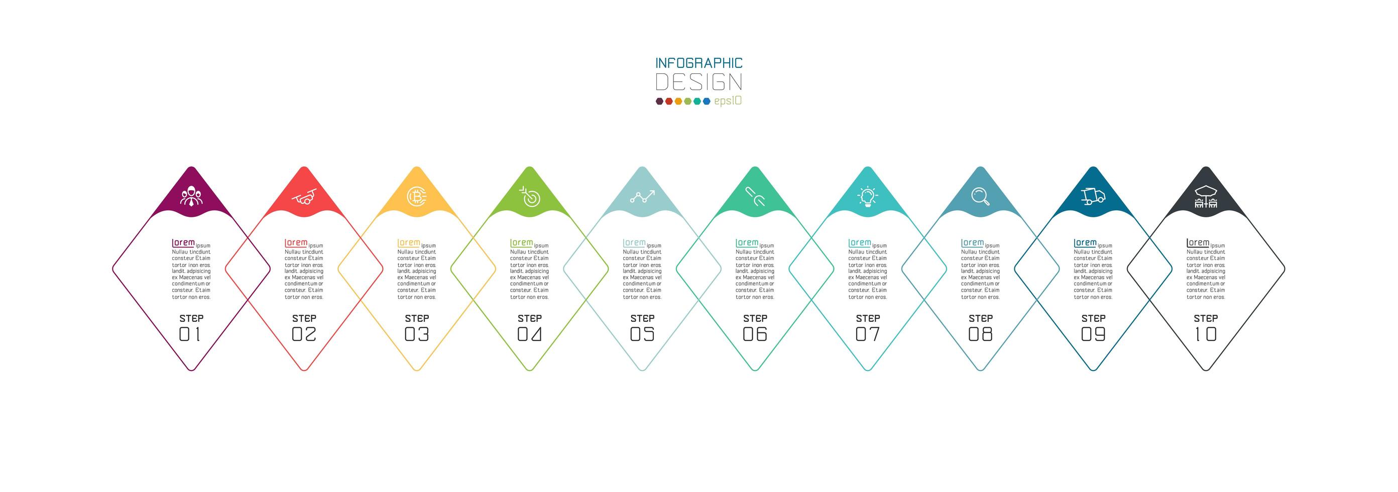 moderne overlappende diamantvorm stappen zakelijke infographic vector