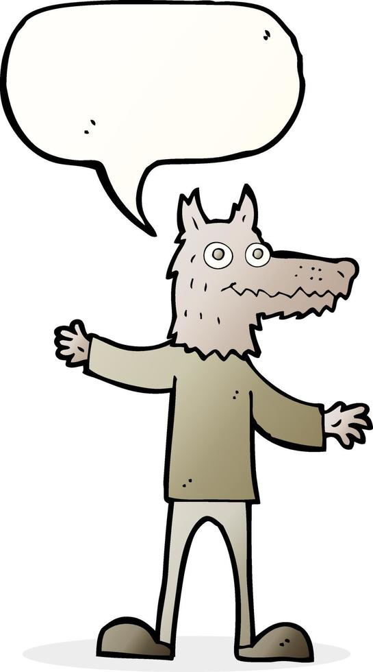 tekenfilm wolf Mens met toespraak bubbel vector