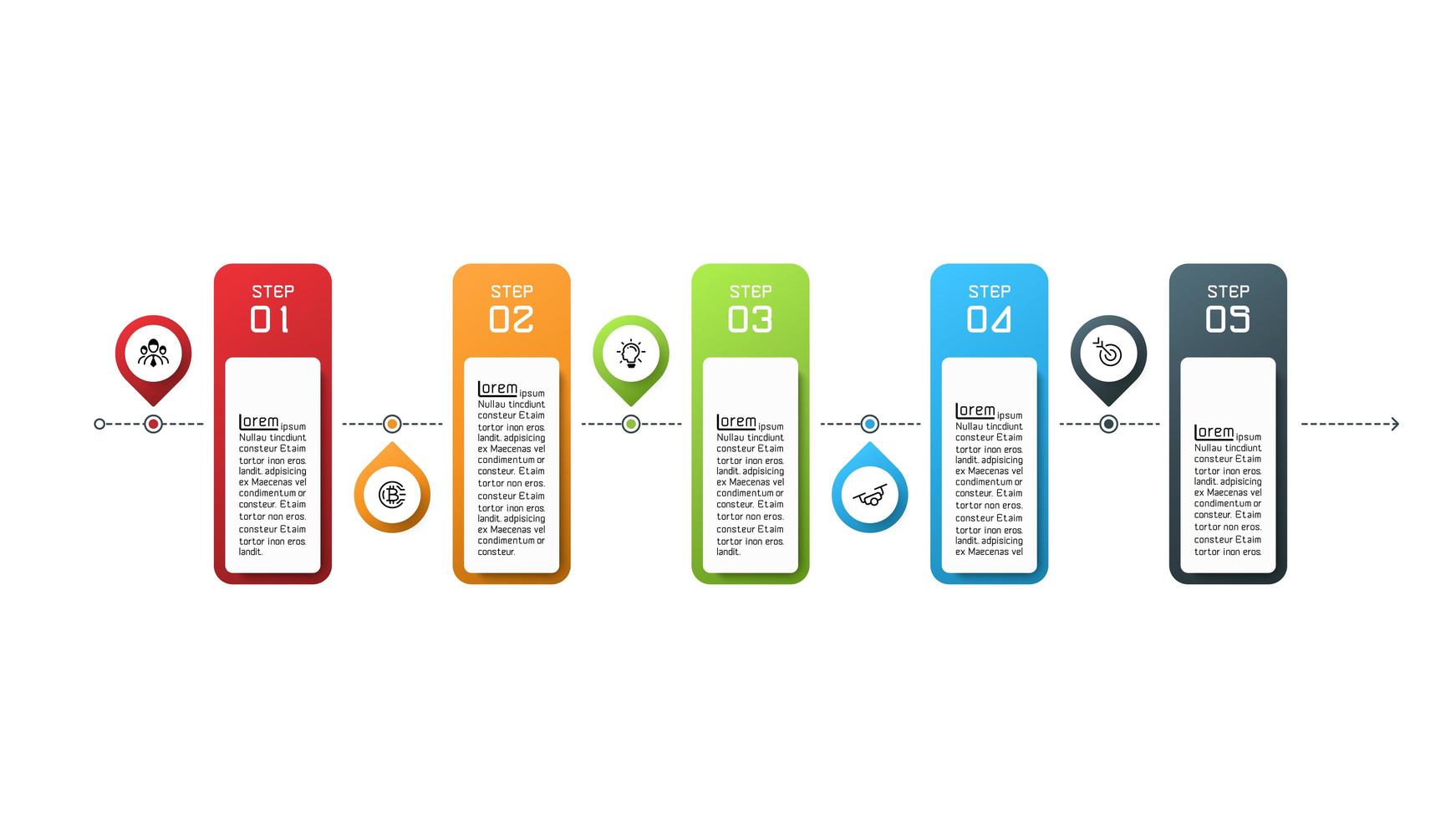 Infographic bedrijfsactiviteiten in 5 stappen vector