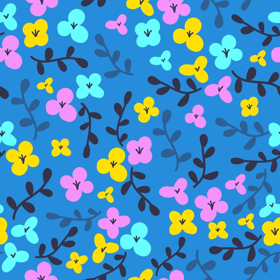 bloemen naadloos patroon in vlak tekenfilm stijl. vector illustratie