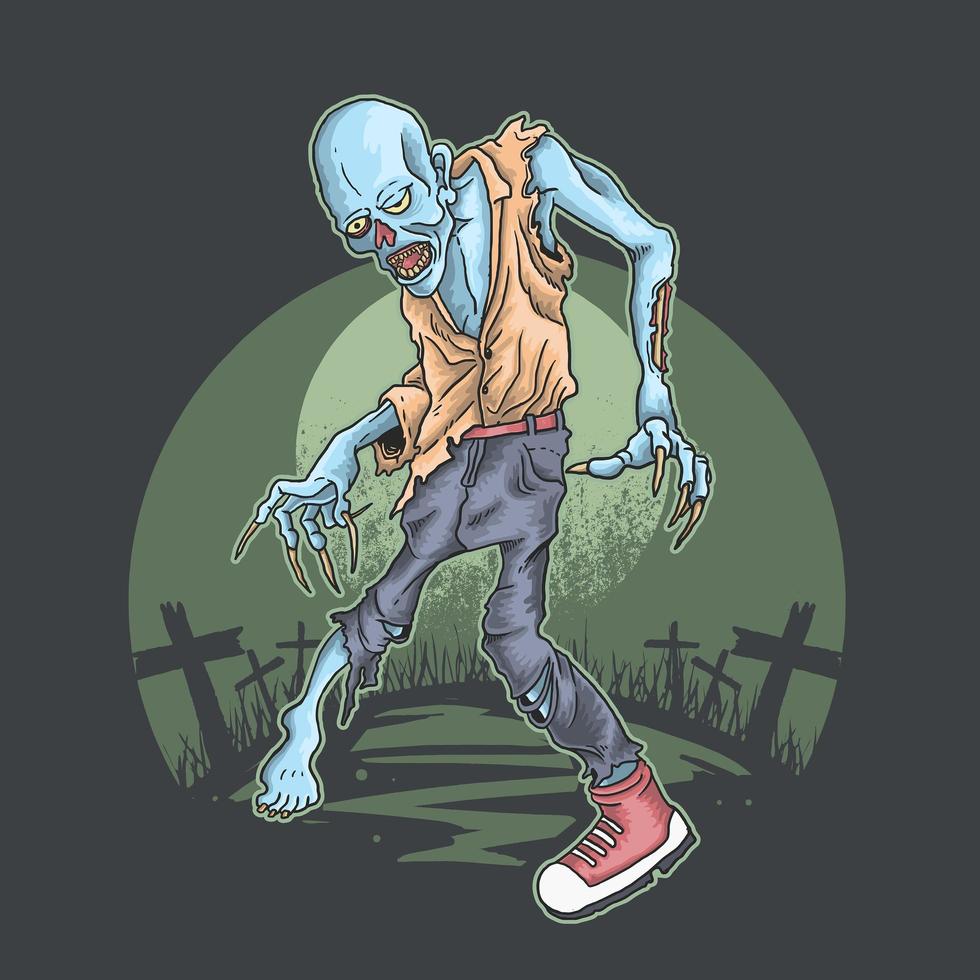 halloween zombie stijgen van kerkhof vector