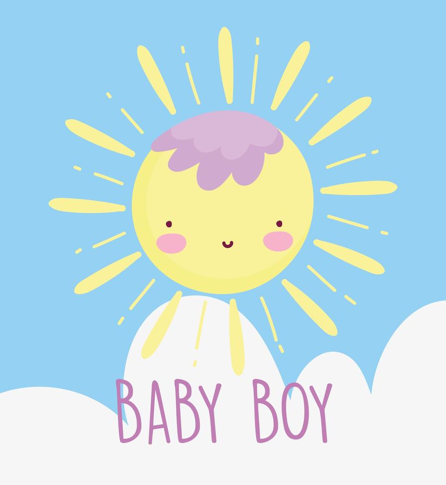 baby shower kaartsjabloon met zon vector