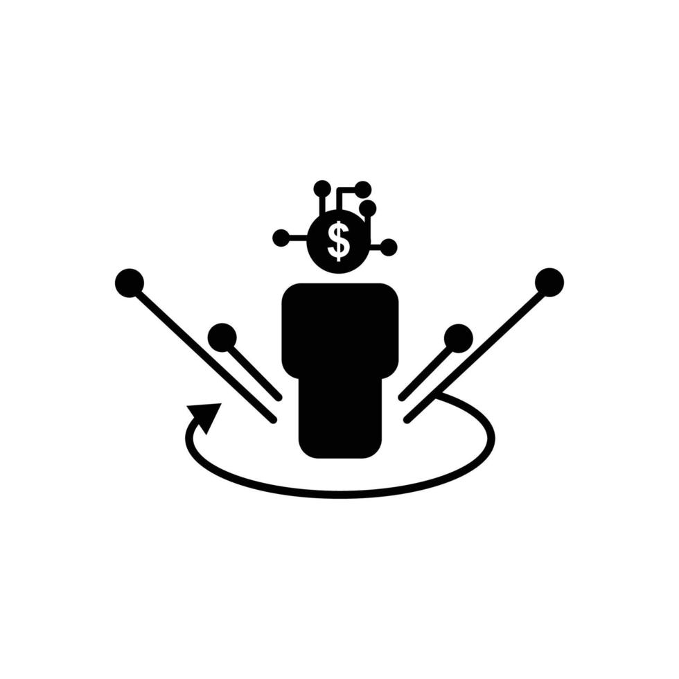 mensen icoon illustratie met dollar. icoon verwant naar fintech. glyph icoon stijl. gemakkelijk ontwerp bewerkbare vector