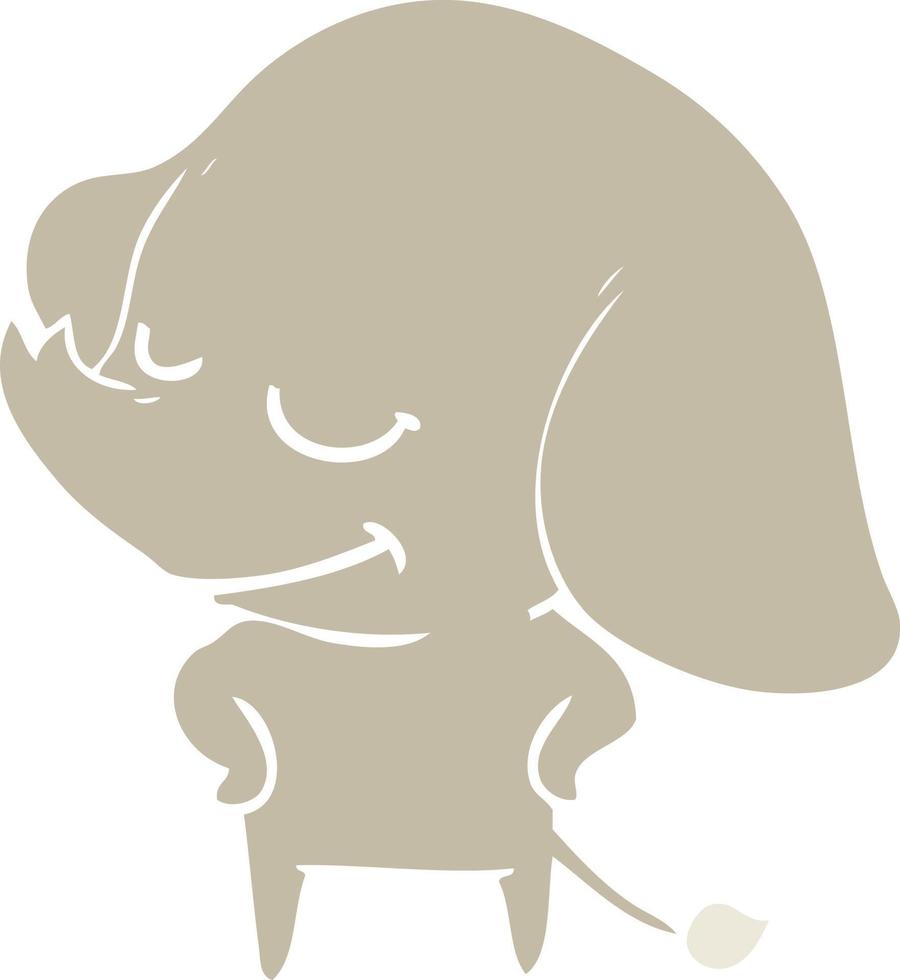 egale kleurstijl cartoon lachende olifant vector