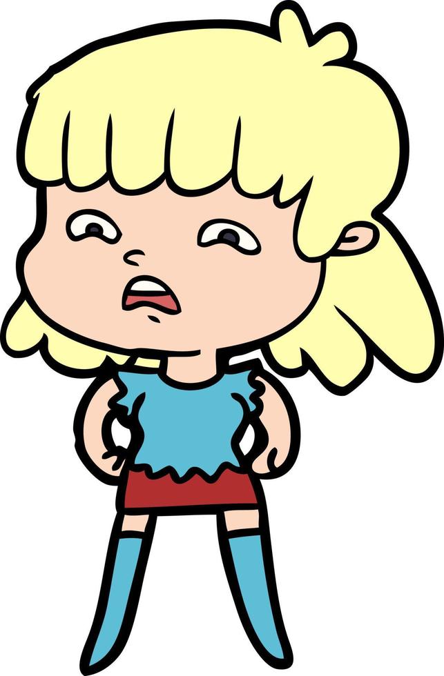 cartoon bezorgde vrouw vector