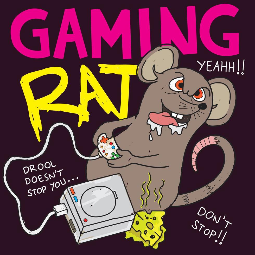gaming rat cartoon vector