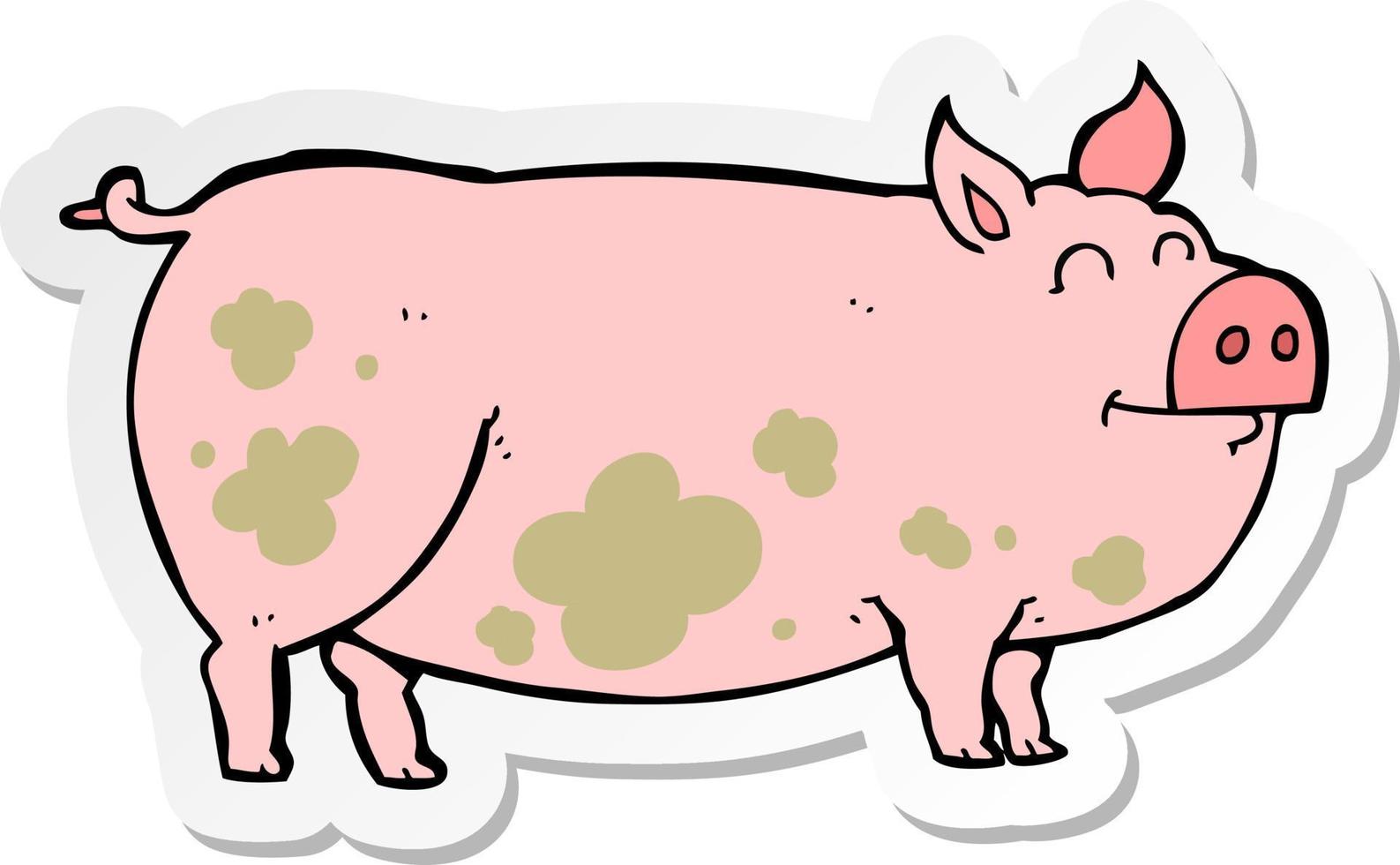 sticker van een cartoon modderig varken vector