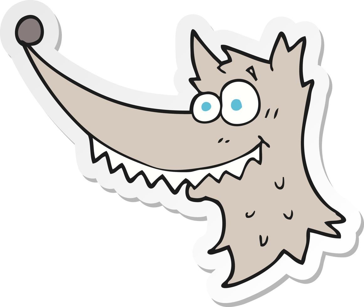 sticker van een cartoon wolfskop vector