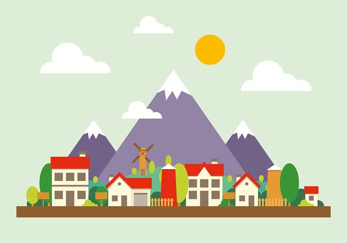 Mountain Cityscape Vectorillustratie vector