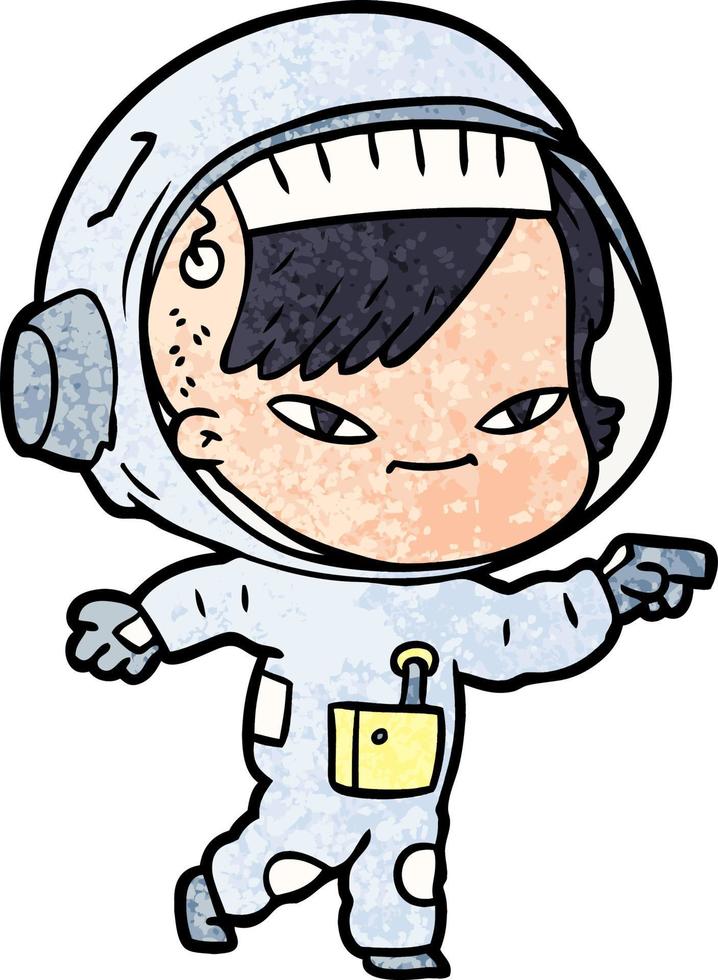 tekenfilm astronaut vrouw vector