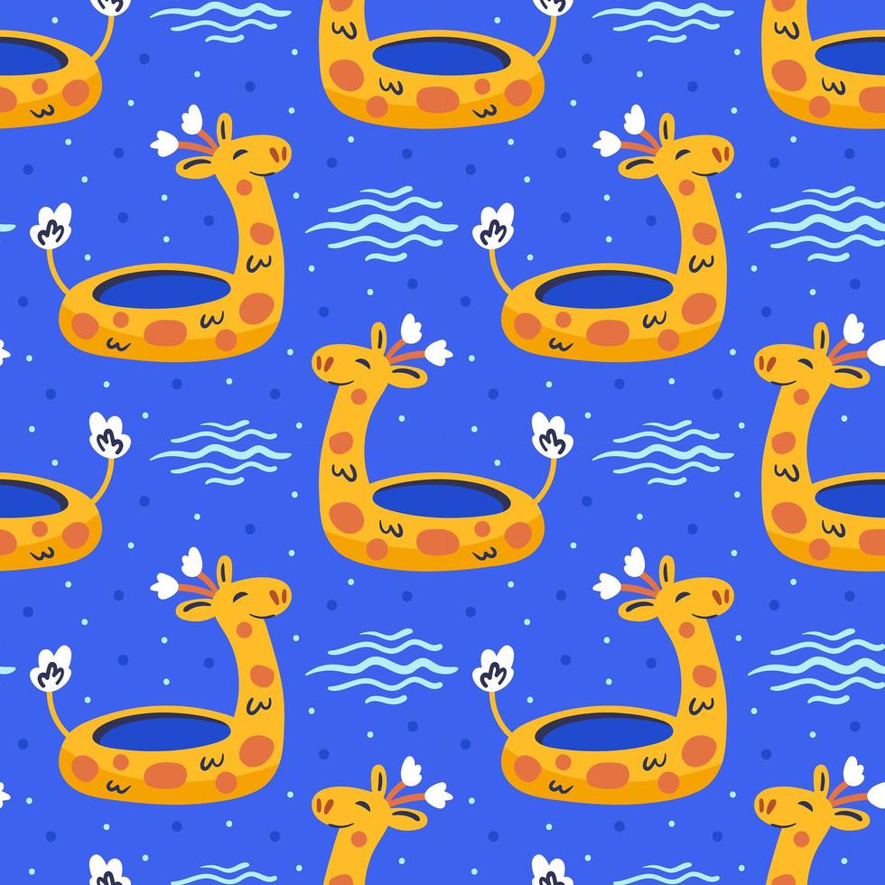 kleine gele rubberen ring giraffe naadloze patroon vector