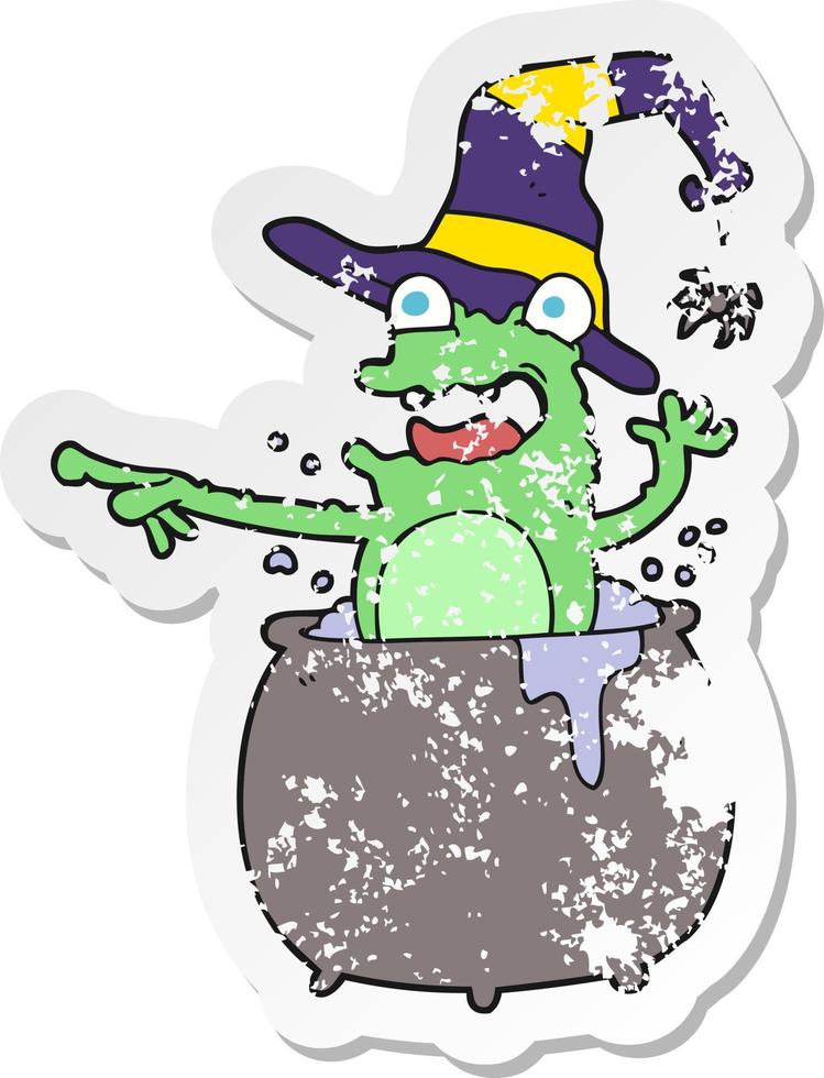 retro verontrust sticker van een tekenfilm halloween pad vector