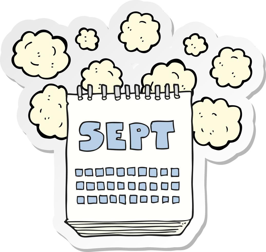 sticker van een tekenfilm kalender tonen maand van september vector