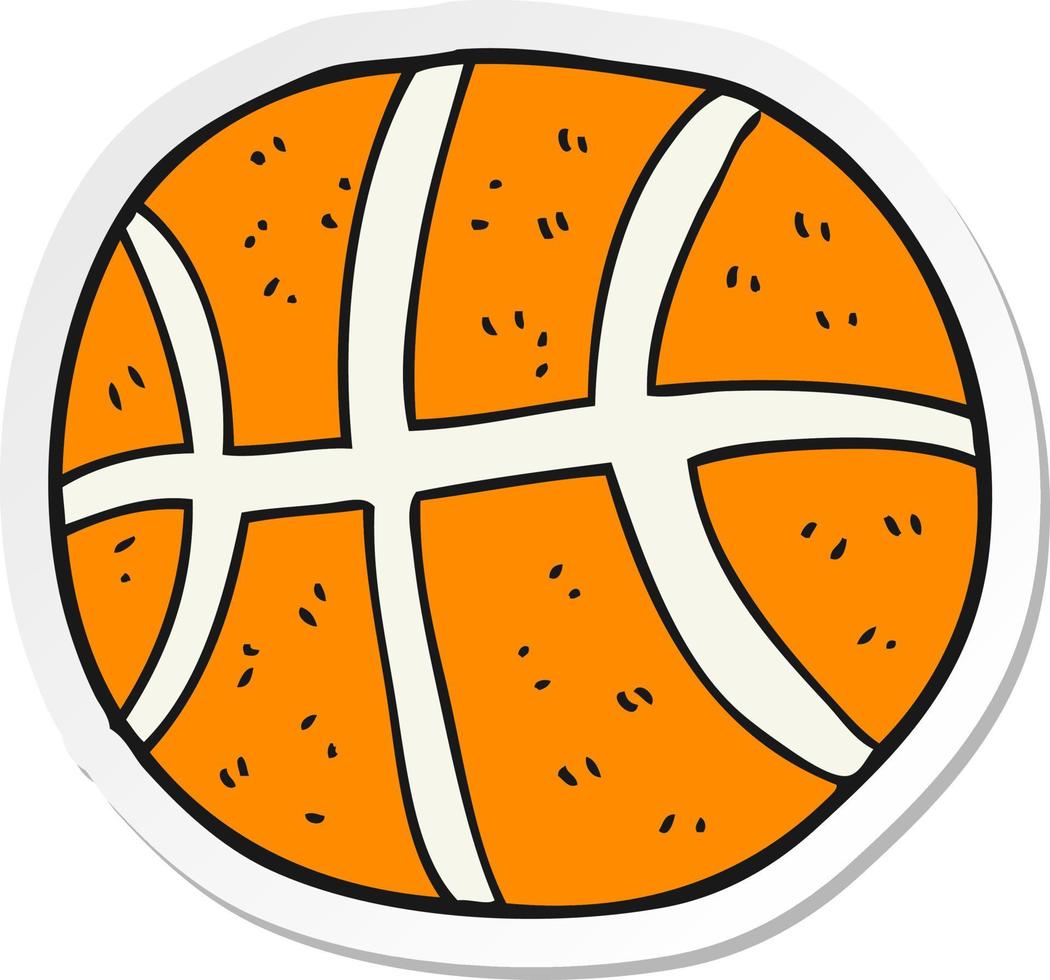 sticker van een cartoonbasketbal vector