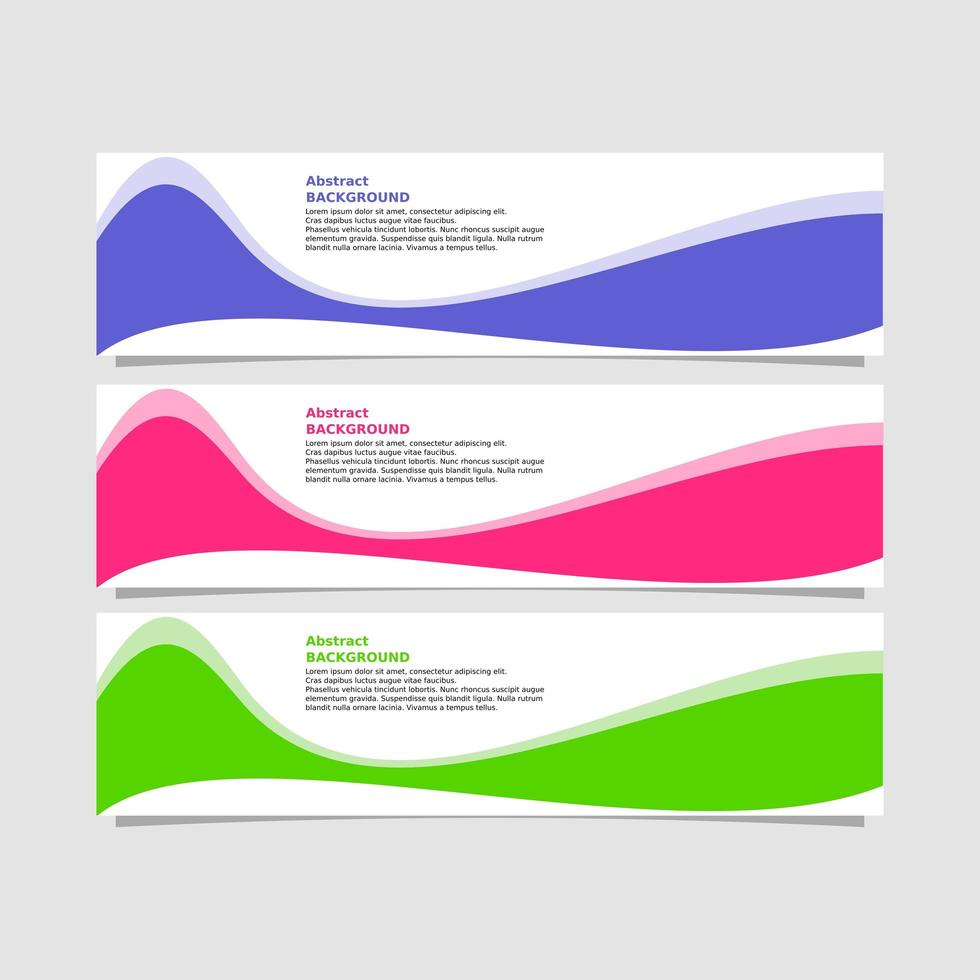 abstracte heldere golfvorm banner in drie kleurstellingen vector