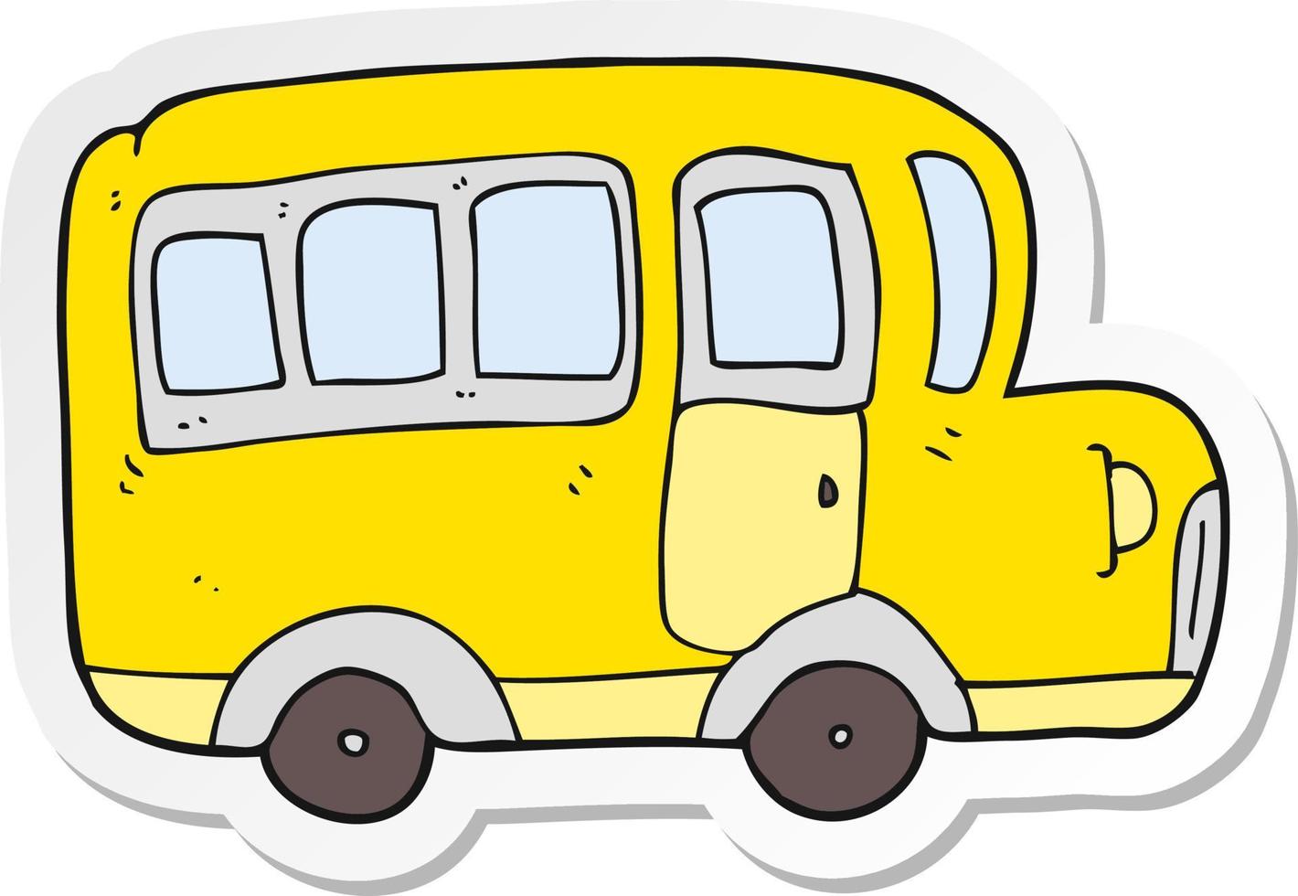 sticker van een tekenfilm geel school- bus vector