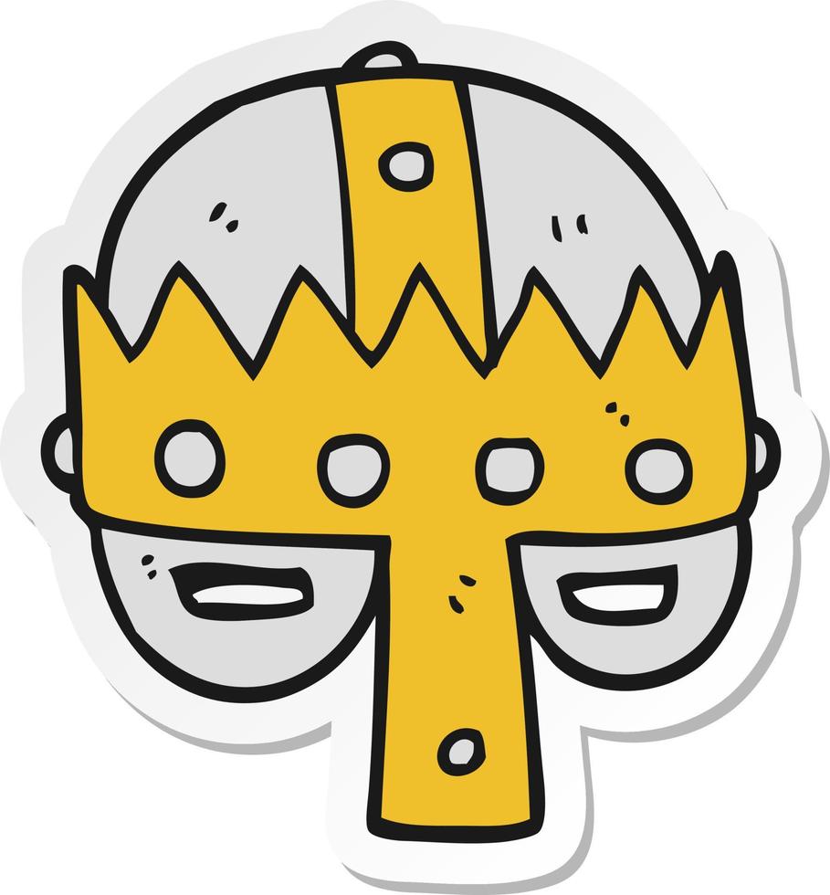 sticker van een cartoon middeleeuwse helm vector