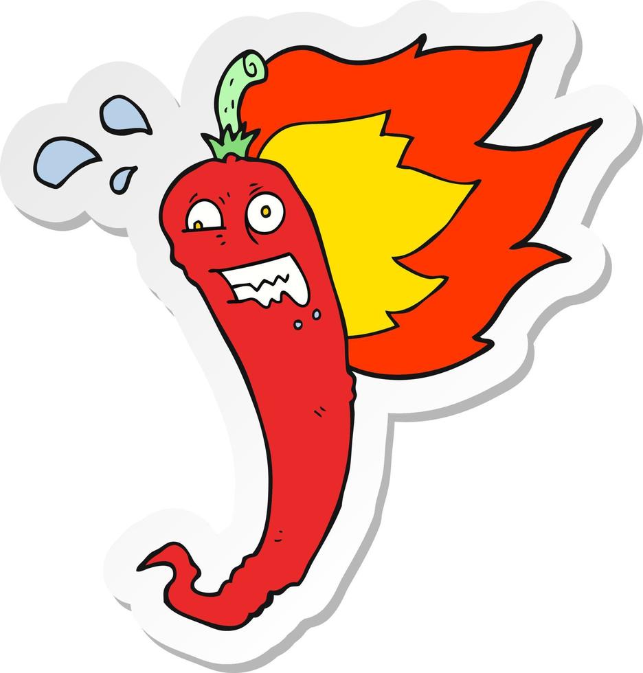 sticker van een heet chili peper tekenfilm vector