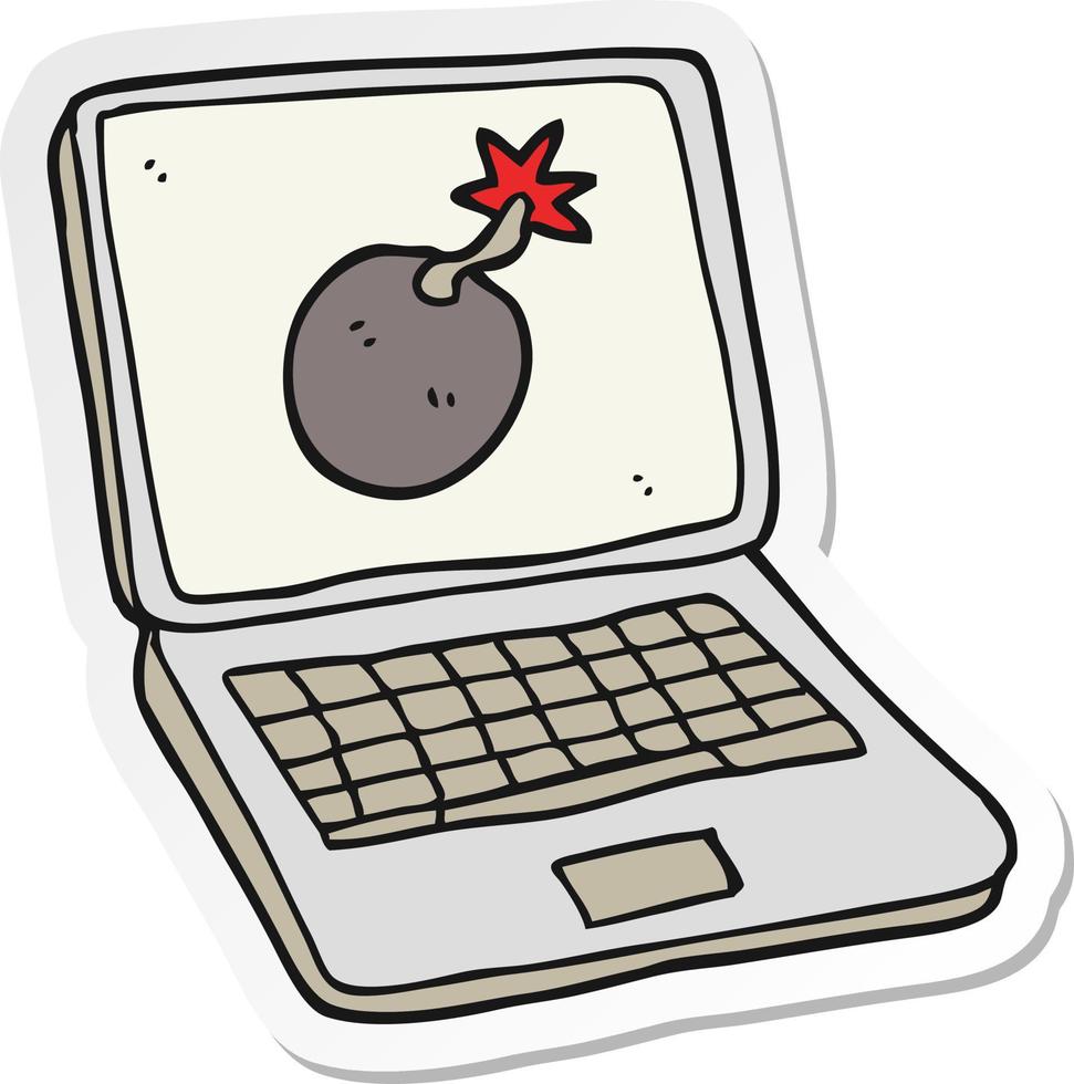 sticker van een tekenfilm laptop computer met fout scherm vector