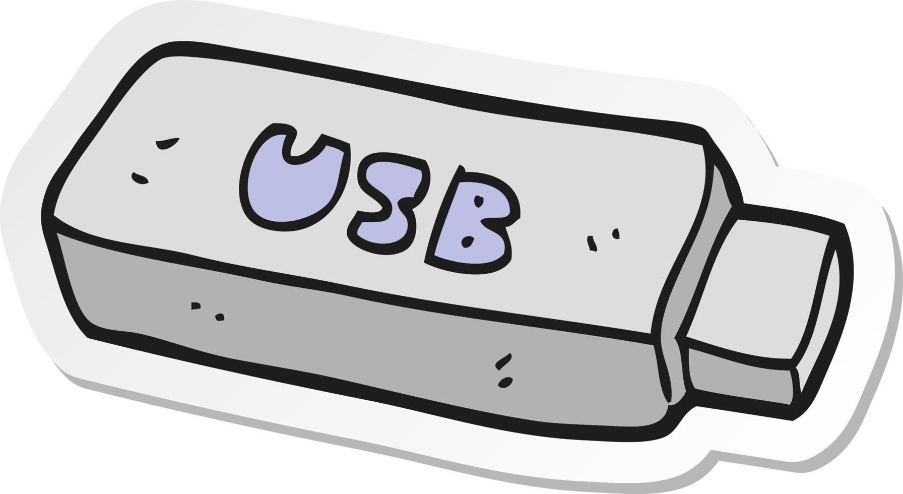 sticker van een tekenfilm USB stok vector