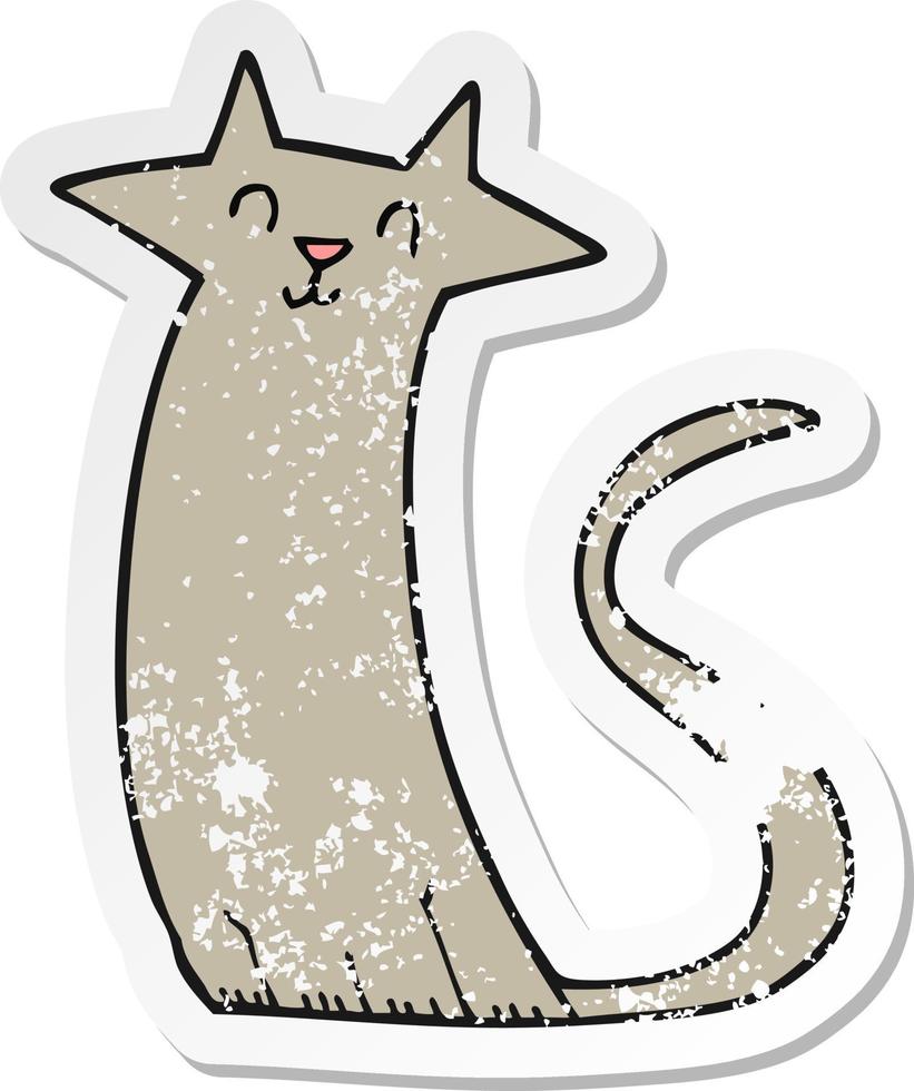 retro noodlijdende sticker van een cartoonkat vector