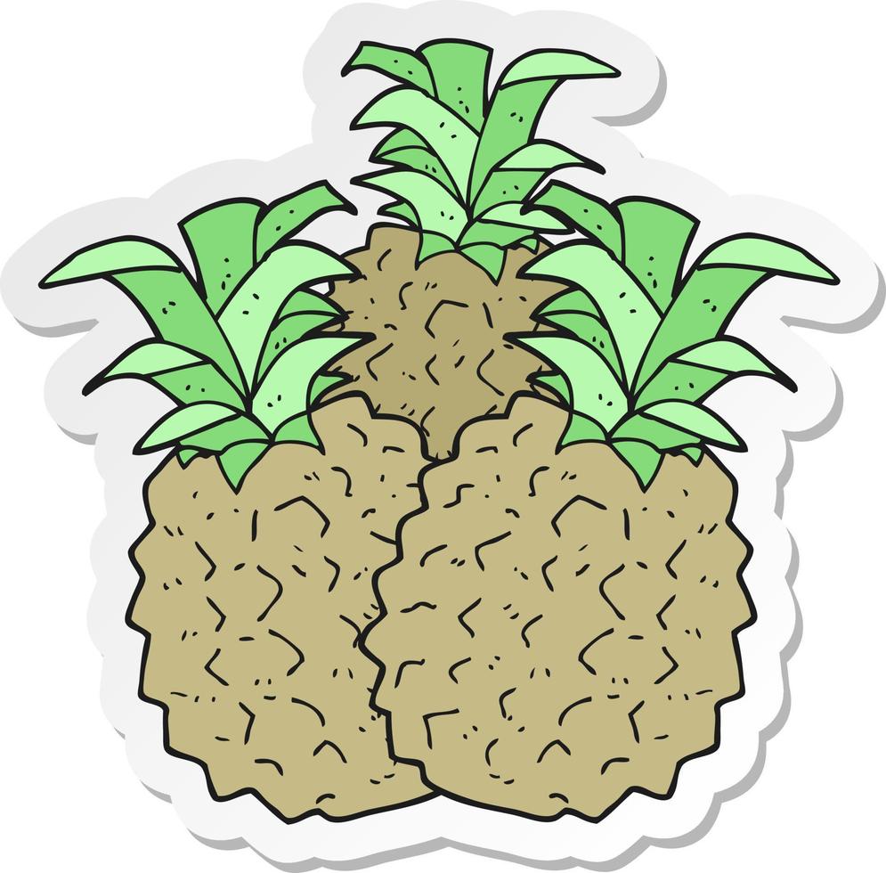 sticker van een cartoon ananas vector