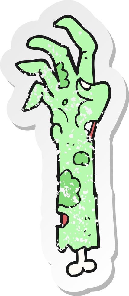 retro noodlijdende sticker van een cartoon zombie arm vector