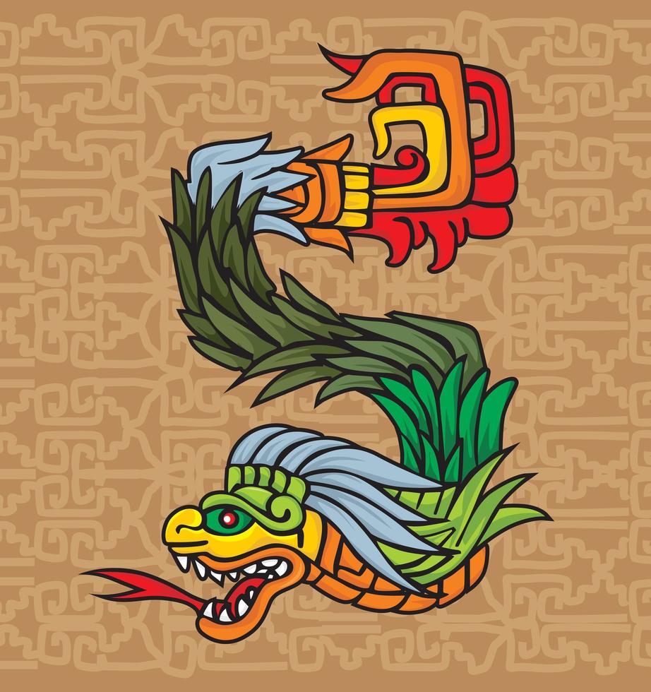 Maya draak met tribal patroon vector