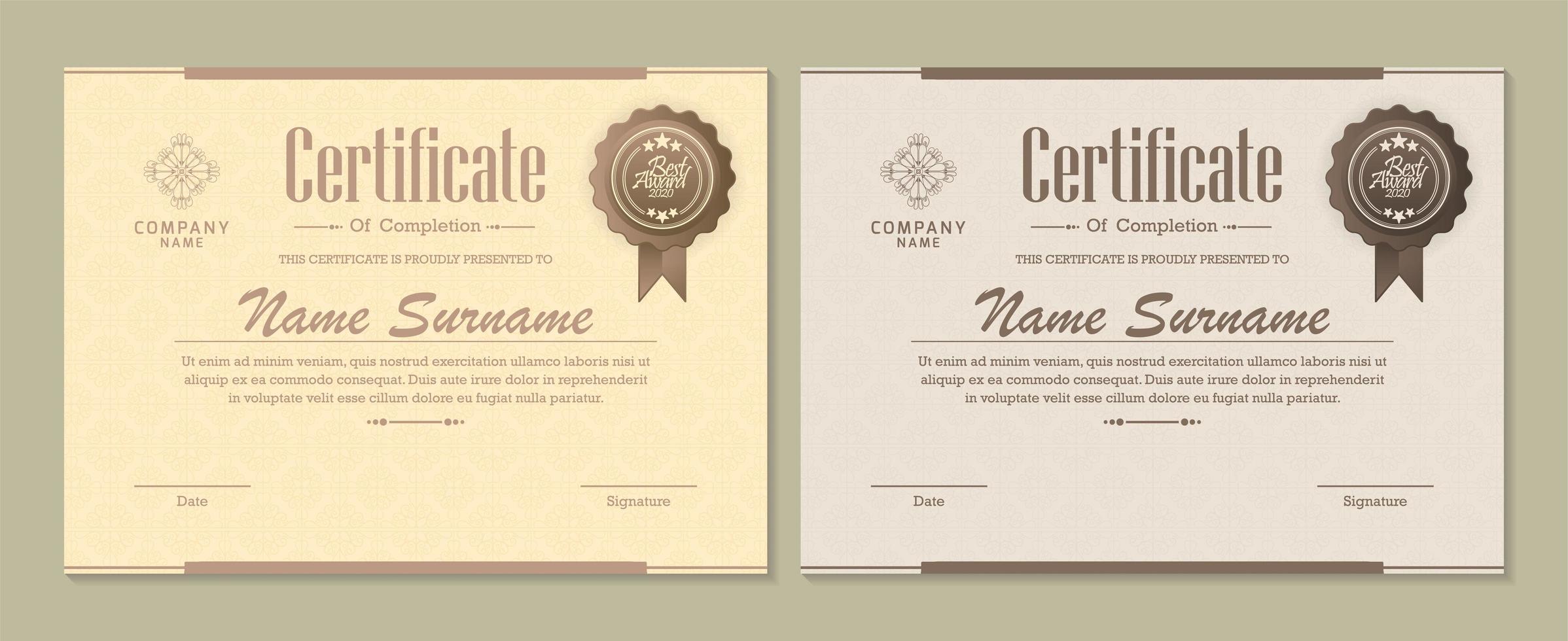 certificaat diploma set met badges vector