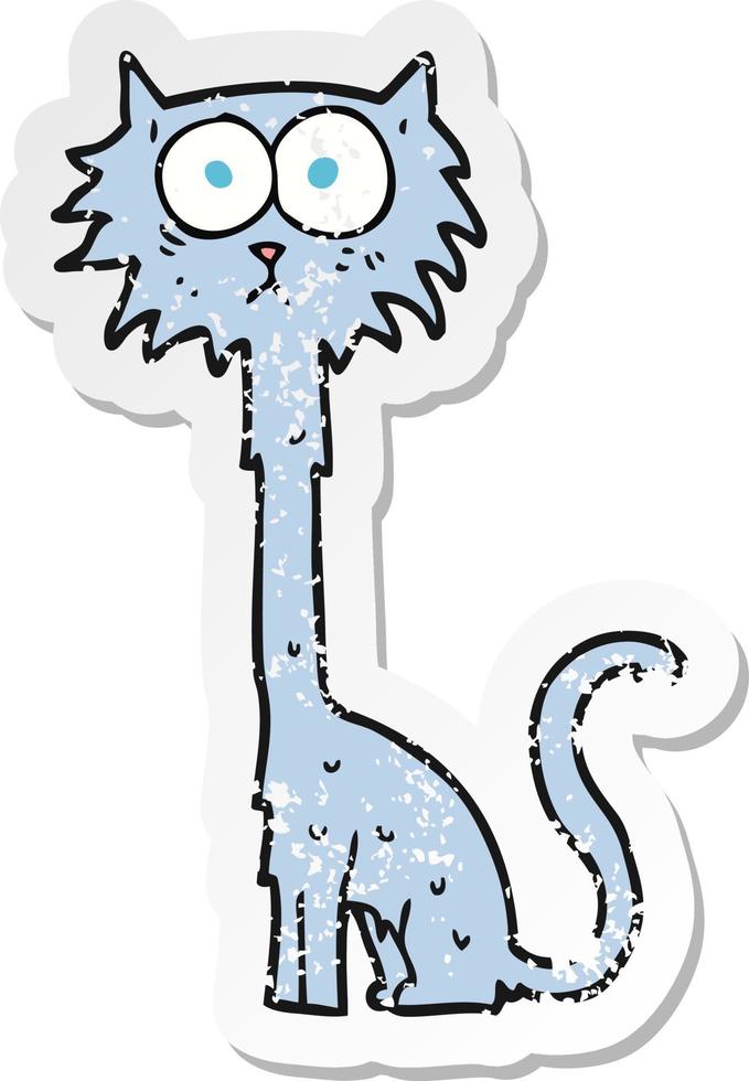 retro noodlijdende sticker van een cartoonkat vector