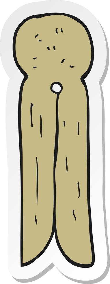 sticker van een tekenfilm oud stijl houten pin vector