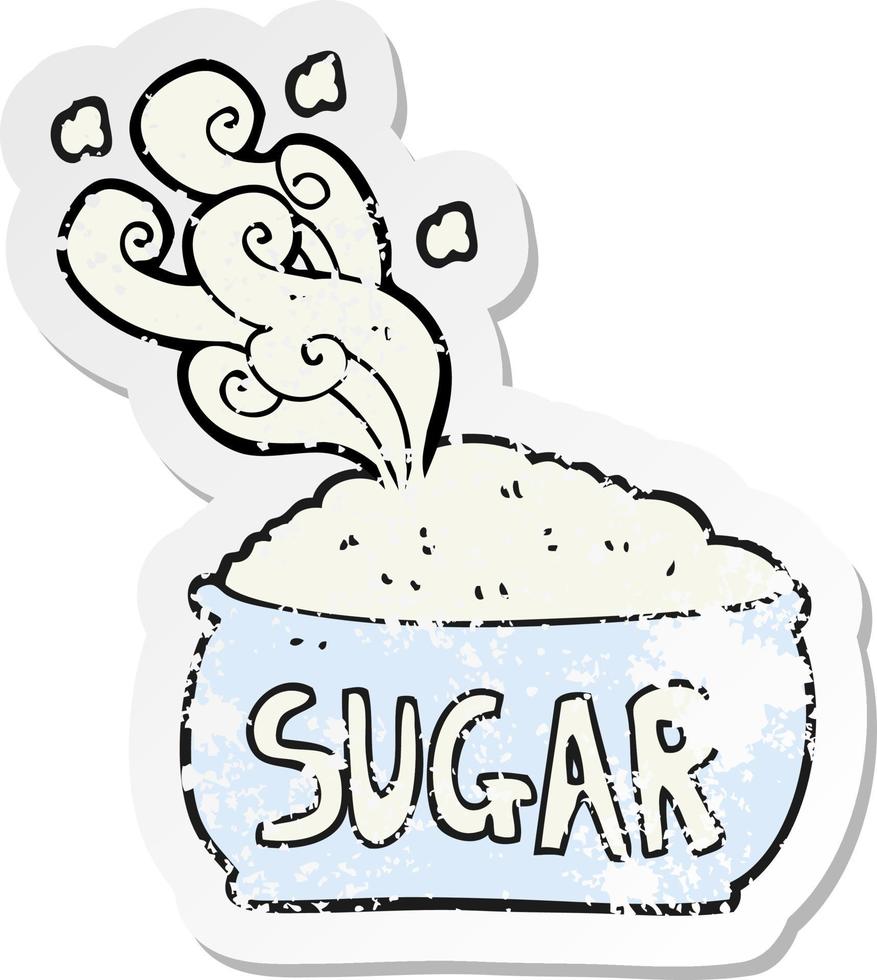 retro noodlijdende sticker van een cartoon suikerpot vector