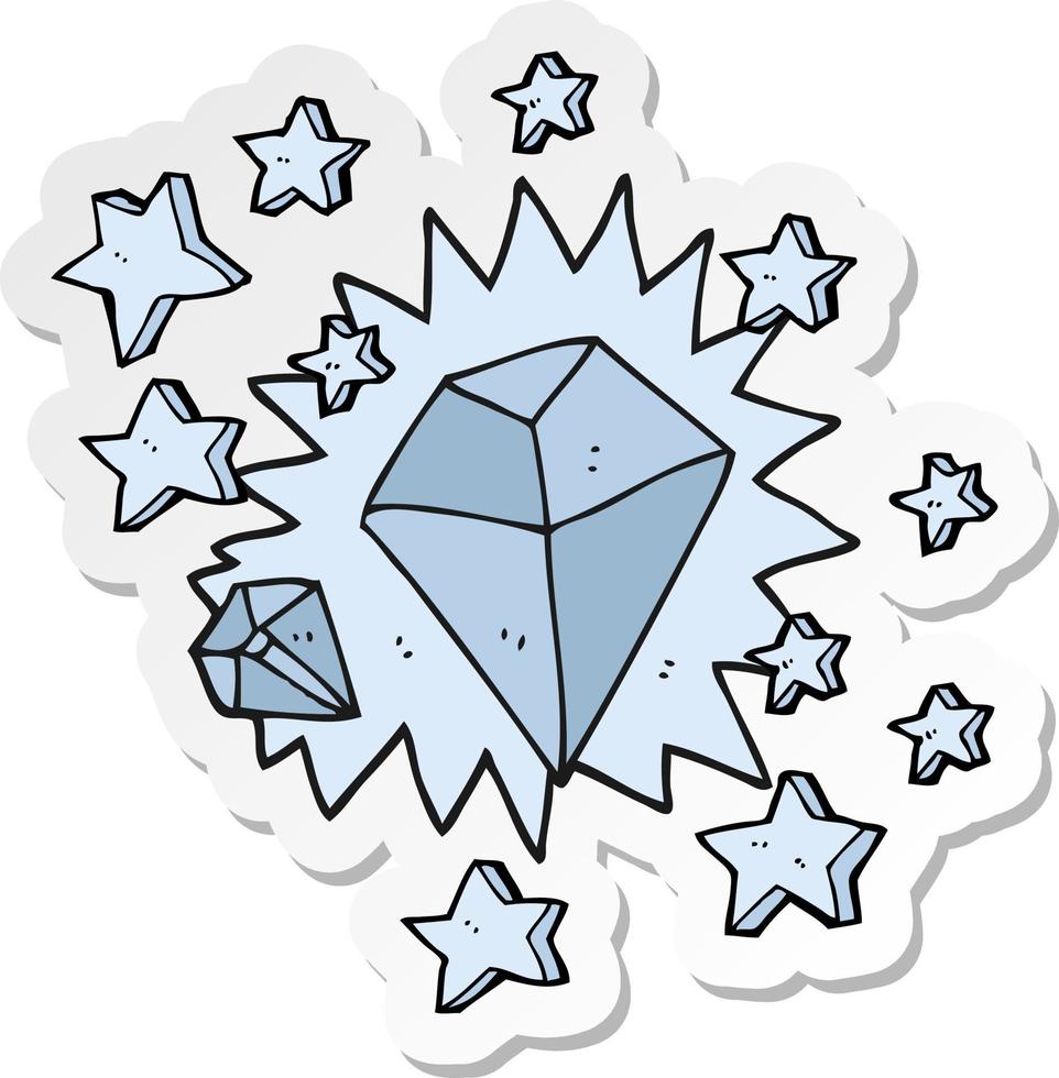 sticker van een tekenfilm sprankelend diamant vector