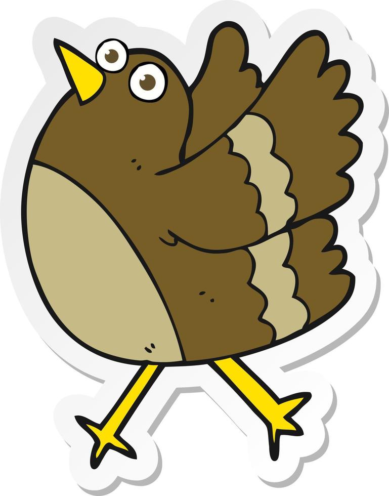 sticker van een cartoon blije vogel vector